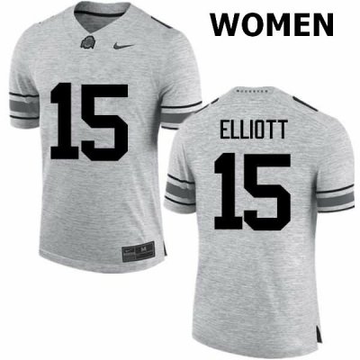 Women's Ohio State Buckeyes #15 Ezekiel Elliott Gray Nike NCAA College Football Jersey June PJB7744TV